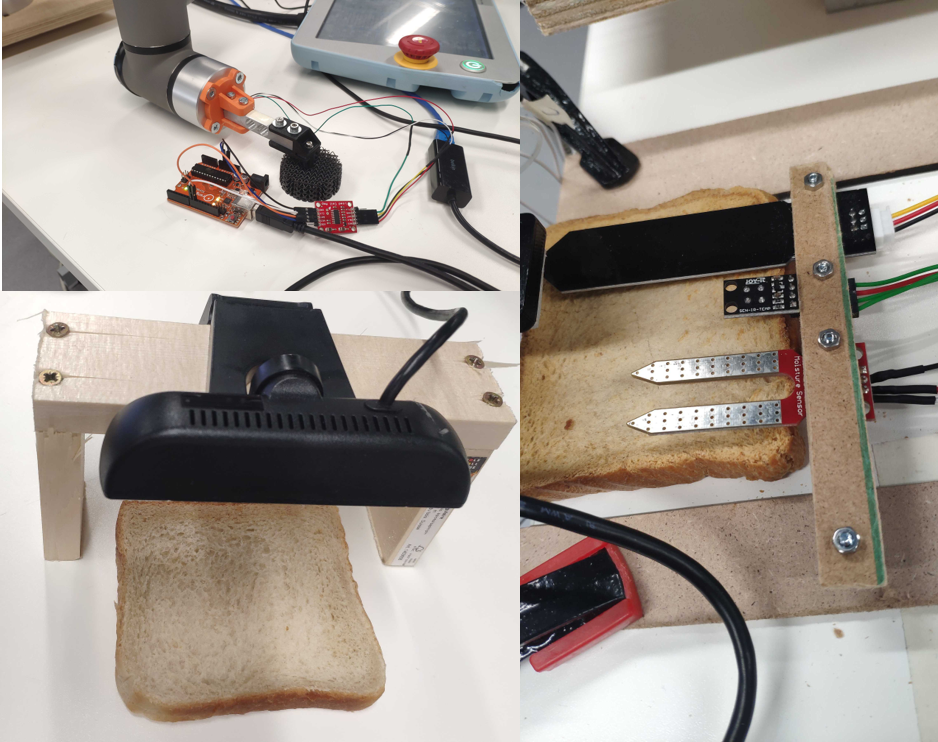 Prototype setup used to explore multiple sensing modalities on toast